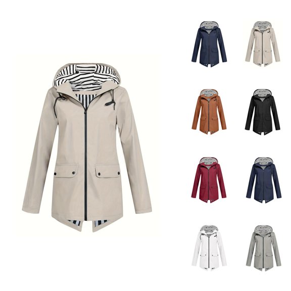 Windbreaker Jacket Women 2025 Fall Outdoor Lightweight Windbreaker Zip Up Hooded Jackets with Pockets Outerwear