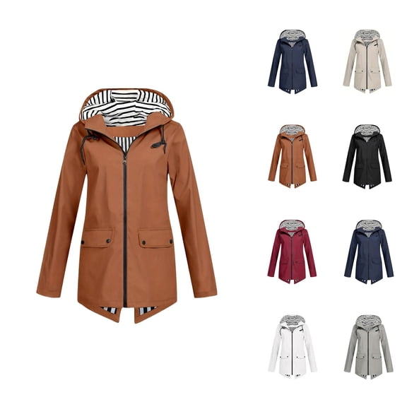 Windbreaker Jacket Women 2025 Fall Outdoor Lightweight Windbreaker Zip Up Hooded Jackets with Pockets Outerwear