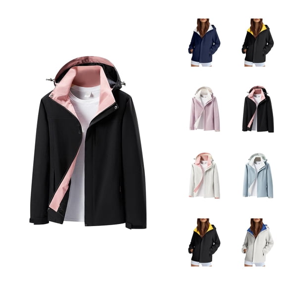 Windbreaker Jacket Women 2025 Fall Outdoor Long Sleeve Casual Zip Up Hooded Jackets with Pockets Outerwear
