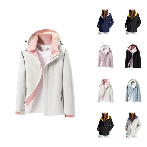 Windbreaker Jacket Women 2025 Fall Outdoor Long Sleeve Casual Zip Up Hooded Jackets with Pockets Outerwear
