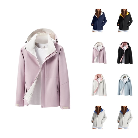 Windbreaker Jacket Women 2025 Fall Outdoor Long Sleeve Casual Zip Up Hooded Jackets with Pockets Outerwear