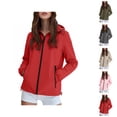 thumbnail image 1 of Windbreaker Jacket Women 2025 Fall Outdoor Slim Fit Waterproof Zip Up Hooded Jackets with Pockets Outerwear, 1 of 6