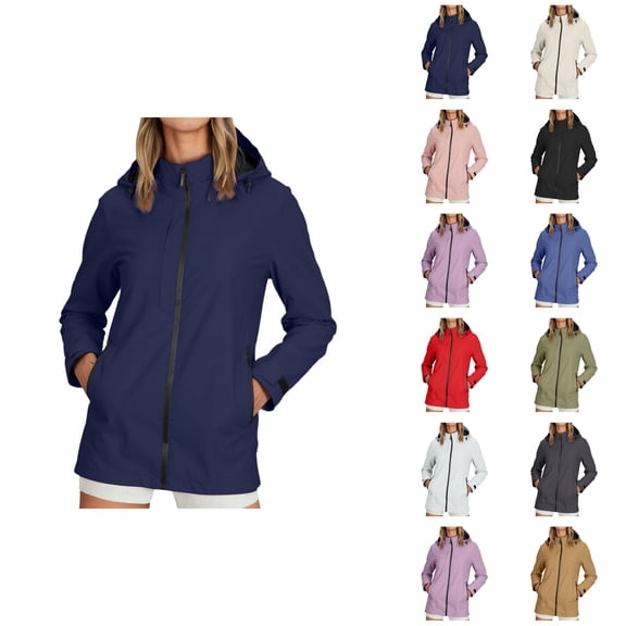 Windbreaker Jacket Women 2025 Fall Outdoor Windproof Lightweight Zip Up Hooded Jackets with Pockets Outerwear