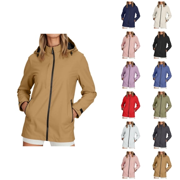 Windbreaker Jacket Women 2025 Fall Outdoor Windproof Lightweight Zip Up Hooded Jackets with Pockets Outerwear