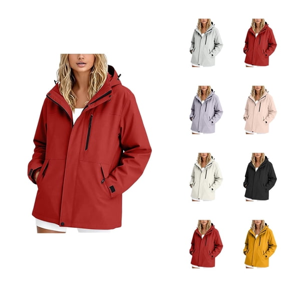 Windbreaker Jacket Women Lightweight Long Sleeve Windproof Waterproof Zip Up Hooded Hiking Jackets with Pockets