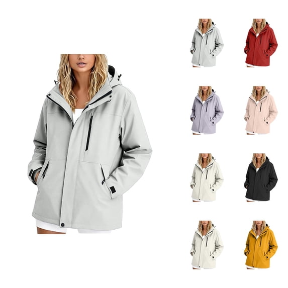 Windbreaker Jacket Women Lightweight Long Sleeve Windproof Waterproof Zip Up Hooded Hiking Jackets with Pockets