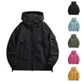 thumbnail image 1 of Windbreaker Jacket Women Men 2025 Fall Solid Color Long Sleeve Loose Zip Up Hooded Jackets with Pockets Outerwear, 1 of 4