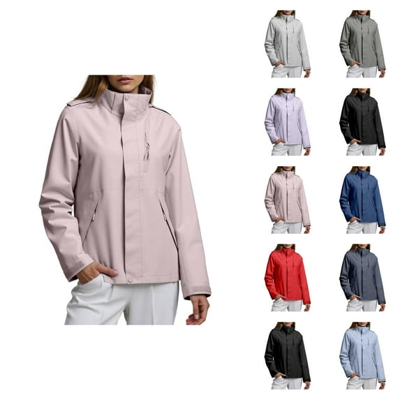 Windbreaker Jacket Women Men 2025 Outdoor Windproof Waterproof Zip Up Hooded Rain Jackets with Pockets Outerwear
