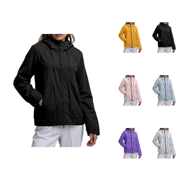 Windbreaker Jacket Women Men Fall Outdoor Windproof Waterproof Lightweight Breathable Zip Up Hooded Rain Jackets