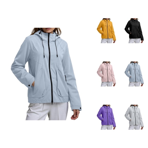 Windbreaker Jacket Women Men Fall Outdoor Windproof Waterproof Lightweight Breathable Zip Up Hooded Rain Jackets
