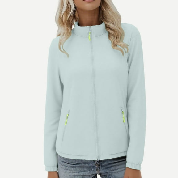 Windbreaker Jacket Women Sevevn Women's Windbreaker Zip Up Coat Lightweight Soft Warm Long Sleeve Jackets with Pockets for Hiking