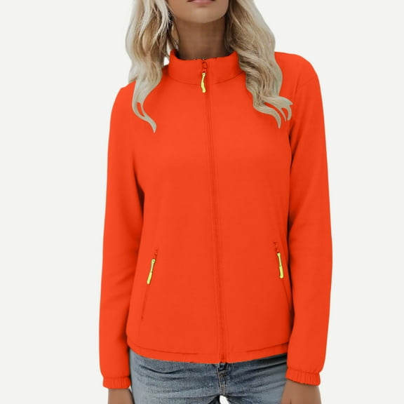 Windbreaker Jacket Women Sevevn Women's Windbreaker Zip Up Coat Lightweight Soft Warm Long Sleeve Jackets with Pockets for Hiking