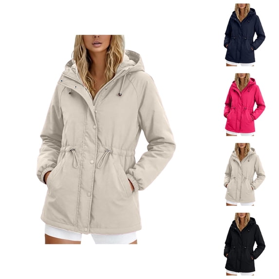 Windbreaker Jacket Women Spring Fall Long Sleeve Windproof Waterproof Zip Up Hooded Travel Hiking Jackets with Pockets