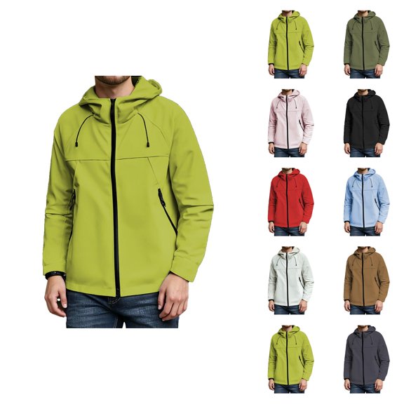 Windbreaker Jacket for Men 2025 Windproof Lightweight Long Sleeve Zip Up Hooded Jacket with Pockets Outerwear
