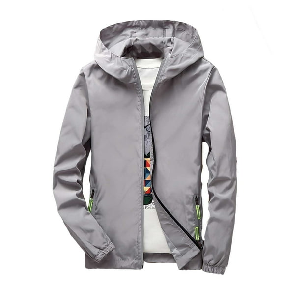 Windbreaker Jacket for Men Waterproof Lightweight Rain Jacket Mens Zip Up Hooded Rain Coats with Pockets
