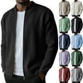 thumbnail image 1 of Windbreaker Jacket for Spring And Fall Men's Solid Color Casual Hoodless Long Sleeved Jacket Zipper Cardigan Blouse Tops Navy S, 1 of 7
