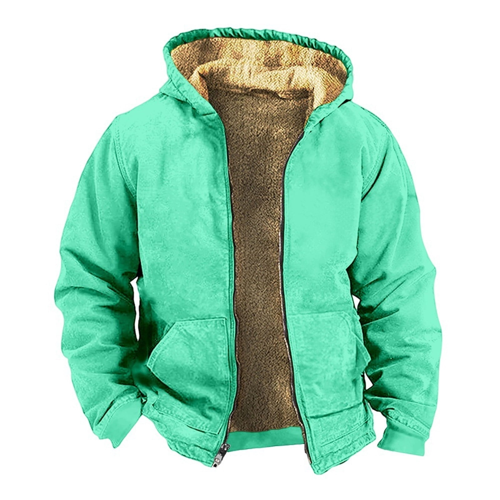 Windbreaker Jackets For Men Color Pure Hoodie Fleece Warm Casual ...