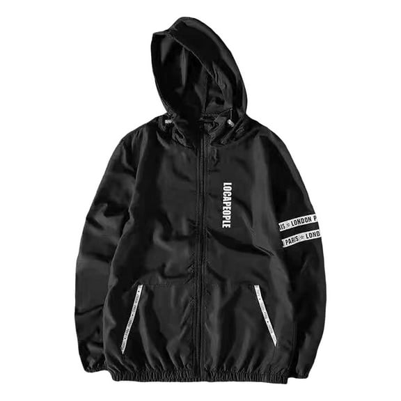 Windbreaker Jackets For Men Lightweight Breathable Sun Outdoor Comfortable Straight Jacket,Black,L
