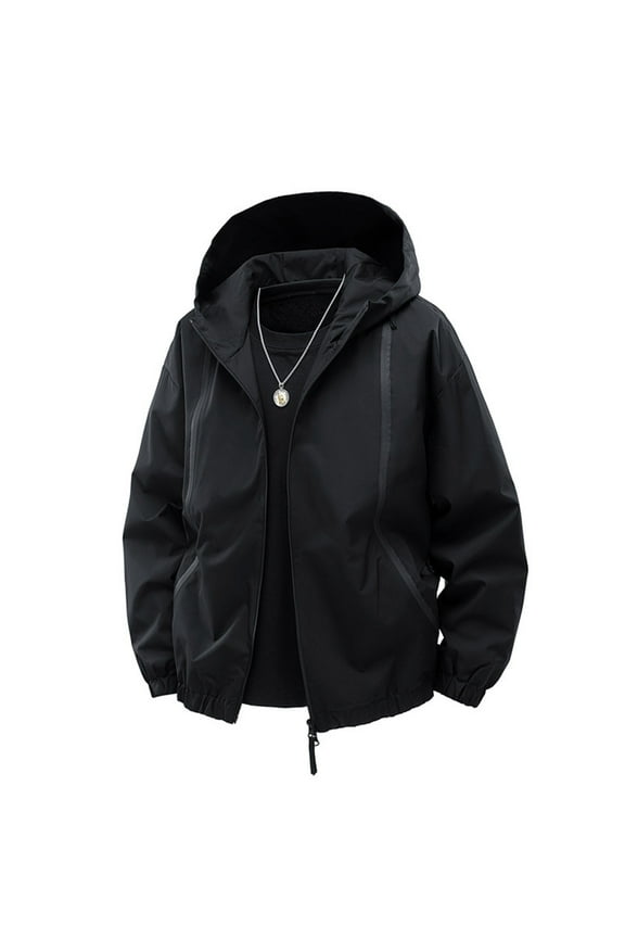 Windbreaker Jackets For Men Sevevn Men's Solid Color Skiing Jacket Waterproof windproof Rain Jackets with Hood