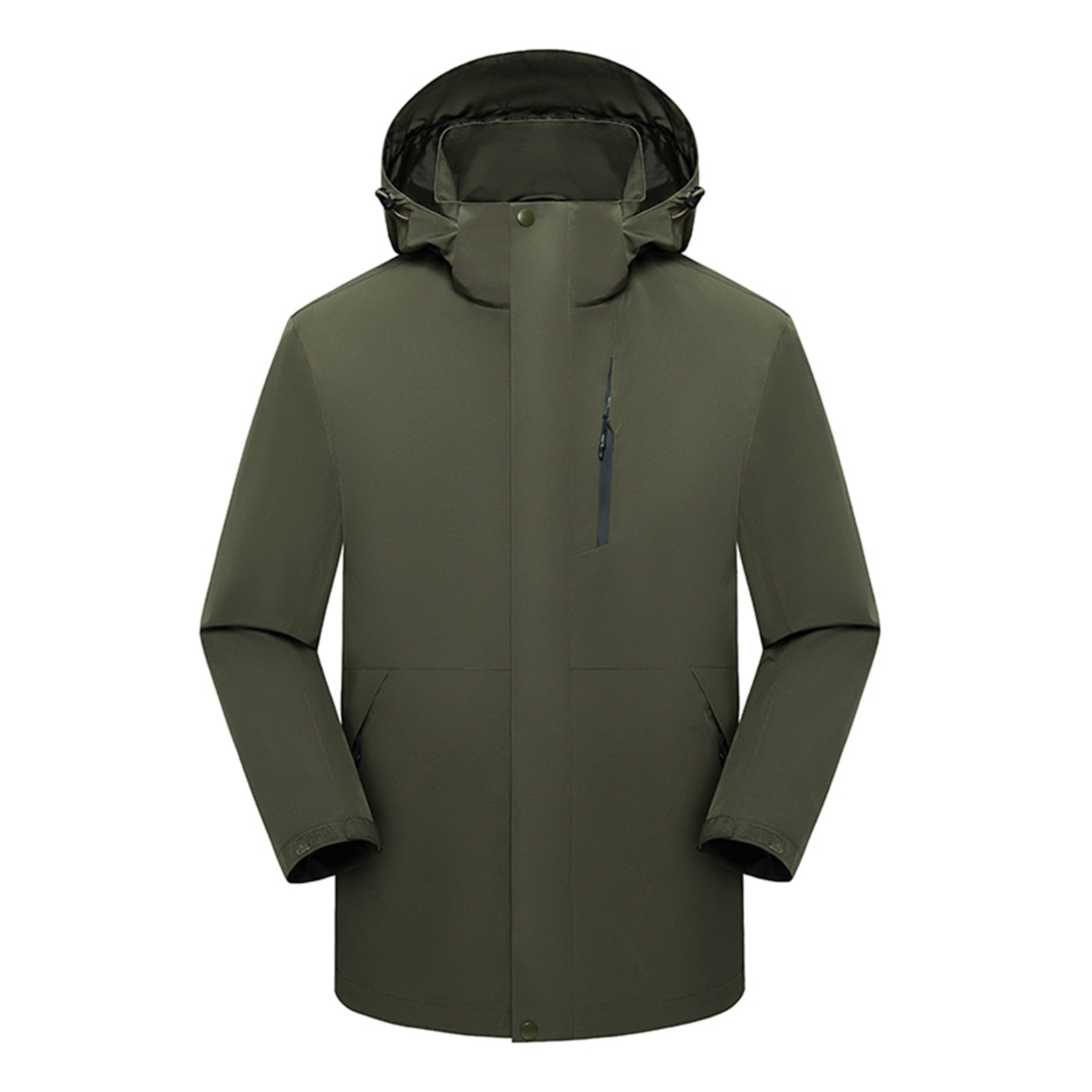 Mens Windbreaker Jackets Solid Color Hooded Three-in-one