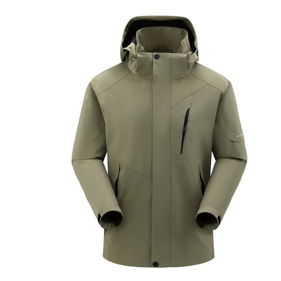 Windbreaker Jackets for Men Solid Color Outdoors Mountaineering Wearproof Warm Zipper Multi-pocket Coat Long Sleeve Jacket Men's Windbreakers Army Green XL