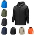 thumbnail image 1 of Windbreaker Jackets for Men Thin Windbreaker Slim Fitting Zipper Pocket Long Sleeved Hooded Sun Protection Suit Outdoor Sprinter Jacket Coat Windbreaker Men Khaki 5XL, 1 of 3