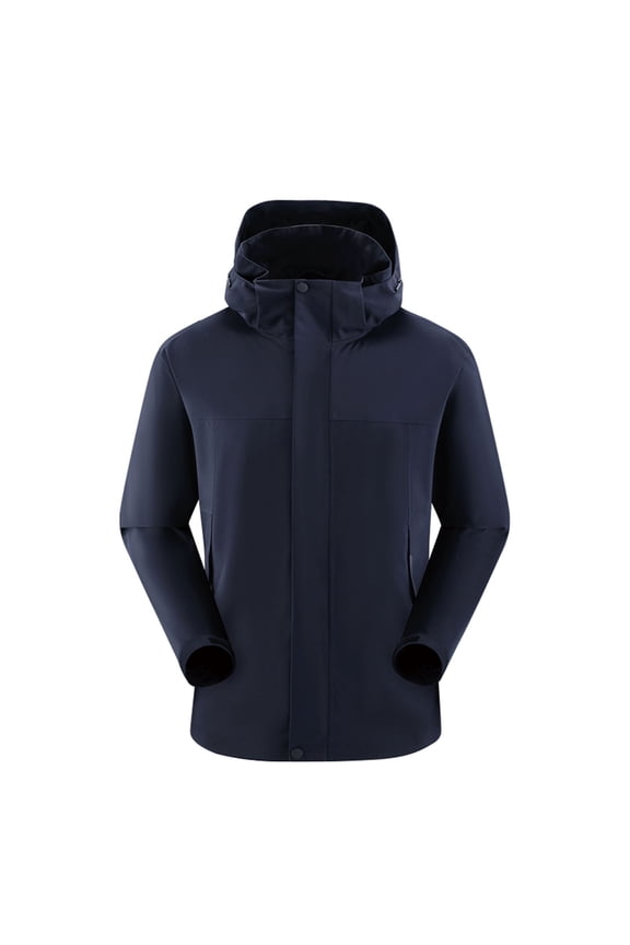 Windbreaker Jackets for Men Basic Hard Shell Hooded Windbreaker Waterproof Commute Camping Hiking Coat Windbreaker Jackets for Men Navy 5XL