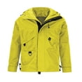 thumbnail image 1 of Windbreaker Jackets for Men Cargo Hooded Outdoor Jacket Water Resistant Hiking Casual Coat with Multi Pocket Yellow 4XL, 1 of 8