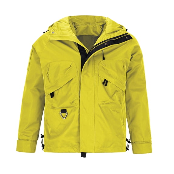 Windbreaker Jackets for Men Cargo Hooded Outdoor Jacket Water Resistant Hiking Casual Coat with Multi Pocket Yellow 4XL