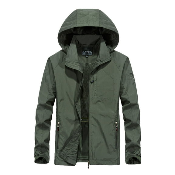 Windbreaker Jackets for Men Fashion Zipper Casual Windproof Loose Outwear Jacket Coat Men's Windbreakers Army Green 6XL