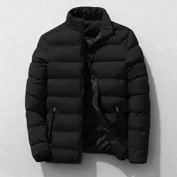 Windbreaker Jackets for Men Men's Jacket Casual Sports Windbreaker Long Sleeve Stand Collar Casual Outwear Jackets Black Xxs