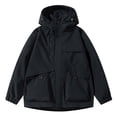 thumbnail image 1 of Windbreaker Jackets for Men Oversized Cargo Multi Pocket Hooded Outdoor Windbreaker Light Water Resistant Street Camping Jacket Black 3XL, 1 of 7