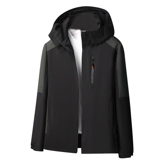 Windbreaker Jackets for Men Slim Outdoor Hiking Workwear Plus Size Long Sleeved Hooded Casual Jacket/jacket Windbreaker Men Black 3XL
