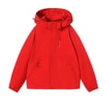 thumbnail image 1 of Windbreaker Jackets for Men Solid Minimalist Hooded Hiking Windbreaker Waterproof Adjustable Cuff Commute Travel Coat Red L, 1 of 2