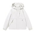 thumbnail image 1 of Windbreaker Jackets for Men Solid Minimalist Hooded Hiking Windbreaker Waterproof Adjustable Cuff Commute Travel Coat White XL, 1 of 2