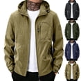thumbnail image 1 of Windbreaker Jackets for Men Stand Collar Outdoor Windbreaker Stretch Hood Hiking Commute Jacket with Chest Zipper Pocket Khaki 2XS, 1 of 9