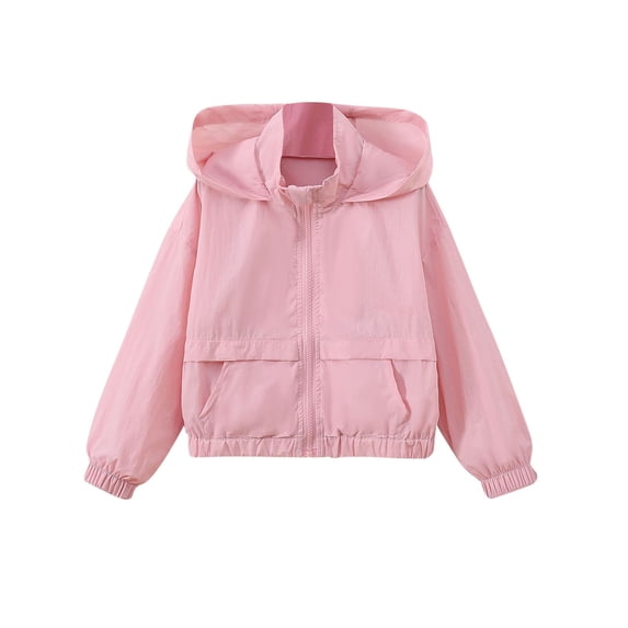 Windbreaker Jackets for Toddlers with Pocket Long Sleeve Zip up Windproof Fall Soft Comfy Coat for Boys Girls Pink 5 Years