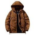 thumbnail image 1 of Windbreaker Men Fashion Casual Outdoor Work Bag Thick Long-sleeved Hooded Casual Coat/jacket Jacket Windbreaker Jackets for Men Coffee 3XL, 1 of 8
