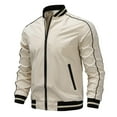 thumbnail image 1 of Windbreaker Men Fashion Casual Outdoor Work Bag Thick Long-sleeved Hooded Casual Coat/jacket White 2XL Windbreaker Front-Zip Jacket, 1 of 8