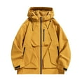 thumbnail image 1 of Windbreaker Men Fashion Casual Solid Color Pockets Zipper Jacket Long Sleeve Hooded Casual Outwear Coat Yellow 2XL Windbreaker Jackets for Men, 1 of 4