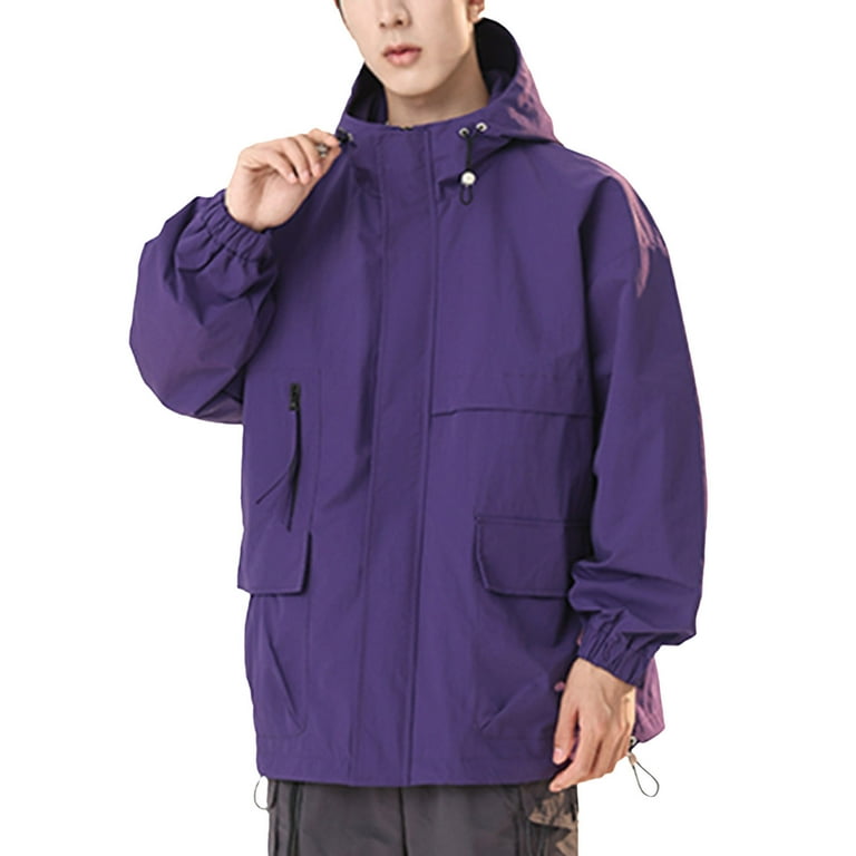 Windbreaker Men Mens Colorblocking Casual Loose Splicing Outdoor Jacket Rushed Jacket Jean Jacket Overstock Com Fleece Jacket Dark Purple L