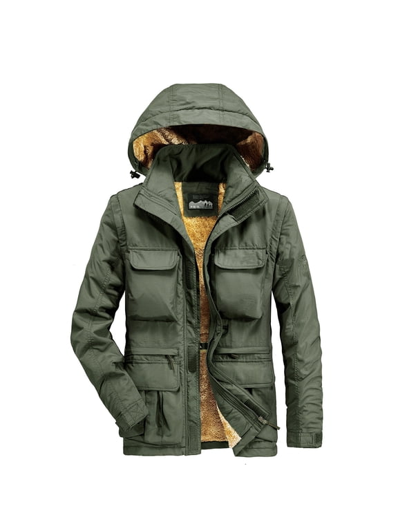 Windbreaker Men Solid Color Baseball Suit Functional Multi Pocket Coat Three Coat Work Jacket Windbreaker Jackets for Men Green 2XL