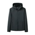 thumbnail image 1 of Windbreaker Men Solid Color Warm And Waterproo Outdoor Casual Sportswear Jacket Hooded Jacket Windbreaker Front-Zip Jacket Dark Gray 5XL, 1 of 3