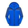 thumbnail image 1 of Windbreaker Men's Winter Coats Zip Up Color Block Blue Rain Jacket Hood Mountaineering Softshell Waterproof Mens Coats, 1 of 3