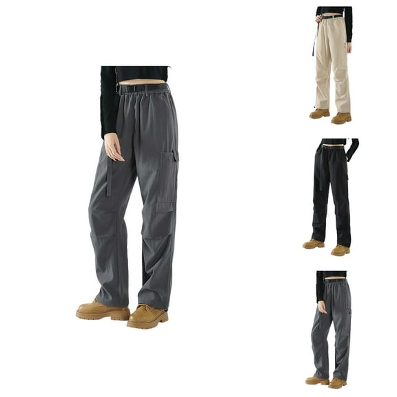 Windbreaker Pansts for Women 2025 High Waisted Windproof Waterproof Outdoor Hiking Pants with Pockets Trousers