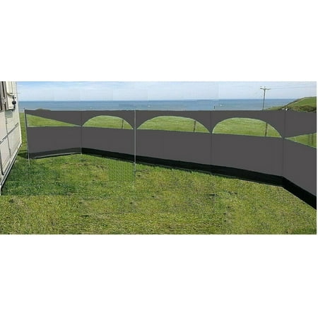 Windbreaker Wind Privacy Screen Camping Blocker 5 Panel Garden Beach Wind Shield 5ft High x 27.4ft Long Stone Grey