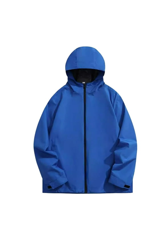 Windbreakers for Men Long Sleeved Hooded Casual Jacket/jacket Outdoor Sports Jacket Work Clothes Thin Windproof And Waterproof Jacket Jacket Blue L Mens Windbreaker