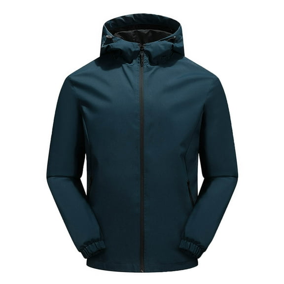 Windbreakers for Men Man Jacket Hooded Large Size Motion Thin Style Leisure Time High-grade Interchange Jacket Loose Coat Blue L Men's Windbreaker Jacket