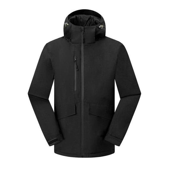Windbreakers for Men Man Solid Color Three Prevention Cottoning Climbing Wear As One Down Cotton Intensification Warm Outdoor Jacket Black S Windbreaker Jacket Men's