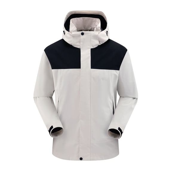 Windbreakers for Men Splice Solid Color Outdoors Mountaineering Wearproof Warm Zipper Multi-pocket Coat Long Sleeve Jacket White 3XL Men's Windbreaker Jacket